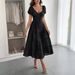 Elegant Puff Sleeve Long Dress Women Casual Wedding Guest Party Vacation Wear_ecoleips.com