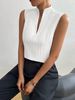 Women's Slim Fit V-Neck Textured Sleeveless Top – Breathable Polyester Blend T-Shirt For Casual & Office Wear_ecoleips.com