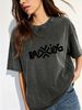 Vintage Washed Cotton Women Short Sleeve T-Shirt, Oversized Crew Neck Plain Basic Tee For Summer Daily Street Outfits_ecoleips.com