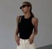 Women's Short Cropped Sleeveless Sports Tank Top INS Style Solid Color Inner Layer Slim Fit_ecoleips.com