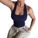 JY25320 Women's Backless Ribbed Camisole Top U Neck Slim Fit Basic Sexy Girl Sports Top_ecoleips.com