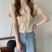 Summer New Hollow Knit Short Sleeve Sweet Cute V-Neck Cardigan Slim Fit Slimming Top For Women Trendy_ecoleips.com