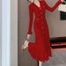 Women's Elegant Sweater Dress Autumn Winter Short Sleeve Long Sleeve Fishtail Maxi Modified Dress_ecoleips.com