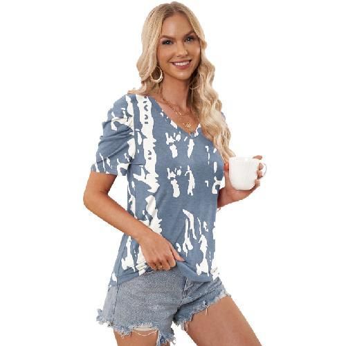 New 2025 Ruched V-neck Short Sleeve T-shirt Top Women's Fashion_ecoleips.com