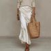 2 Piece Set Fashion Knit Sweater Top Satin Dress Elegant Commuting Women's Clothing_ecoleips.com