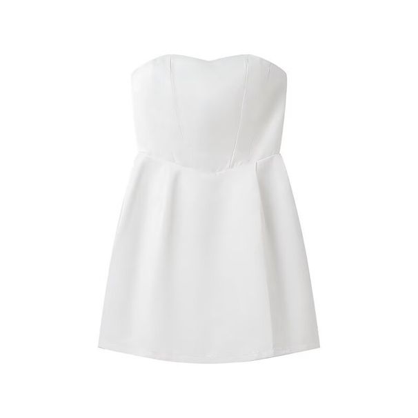 Women's Clothing Fashion Solid Color Sleeveless Sexy Tube Top Backless Tube Top Dress_ecoleips.com