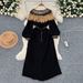 Women's Clothing Retro Palace Style Heavy Sequin Embroidery Long Pleated Puff Sleeve Dress Female Pleated Skirt_ecoleips.com
