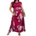 plus Size Slim Fit round Neck Printed Rose Casual Dress for Women Elegant Stylish English Fashion Spring/Autumn Summer_ecoleips.com
