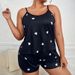 Large Size Suspender Shorts Pajamas Loungewear Set Printed Casual Can Be Worn Outside_ecoleips.com