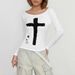 AD047 Cross-border Retro Sexy Hot Girl Cross Print Round Neck Slim-fit T-shirt, Casual, Comfortable, Versatile Top_ecoleips.com