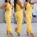 Women's Clothing Light Blue Sleeveless High Collar Casual Workwear Patch Pocket Slim Fit Top Suit Cuffed Trousers_ecoleips.com