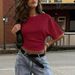 Summer Women's Slim Fit Top round Neck Short Sleeve Solid Color Style Casual Fashion for Women_ecoleips.com