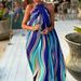 In Stock 2025 Summer New Fashion Women's Printed Halter Bohemian Mid-Length Beach Dress_ecoleips.com