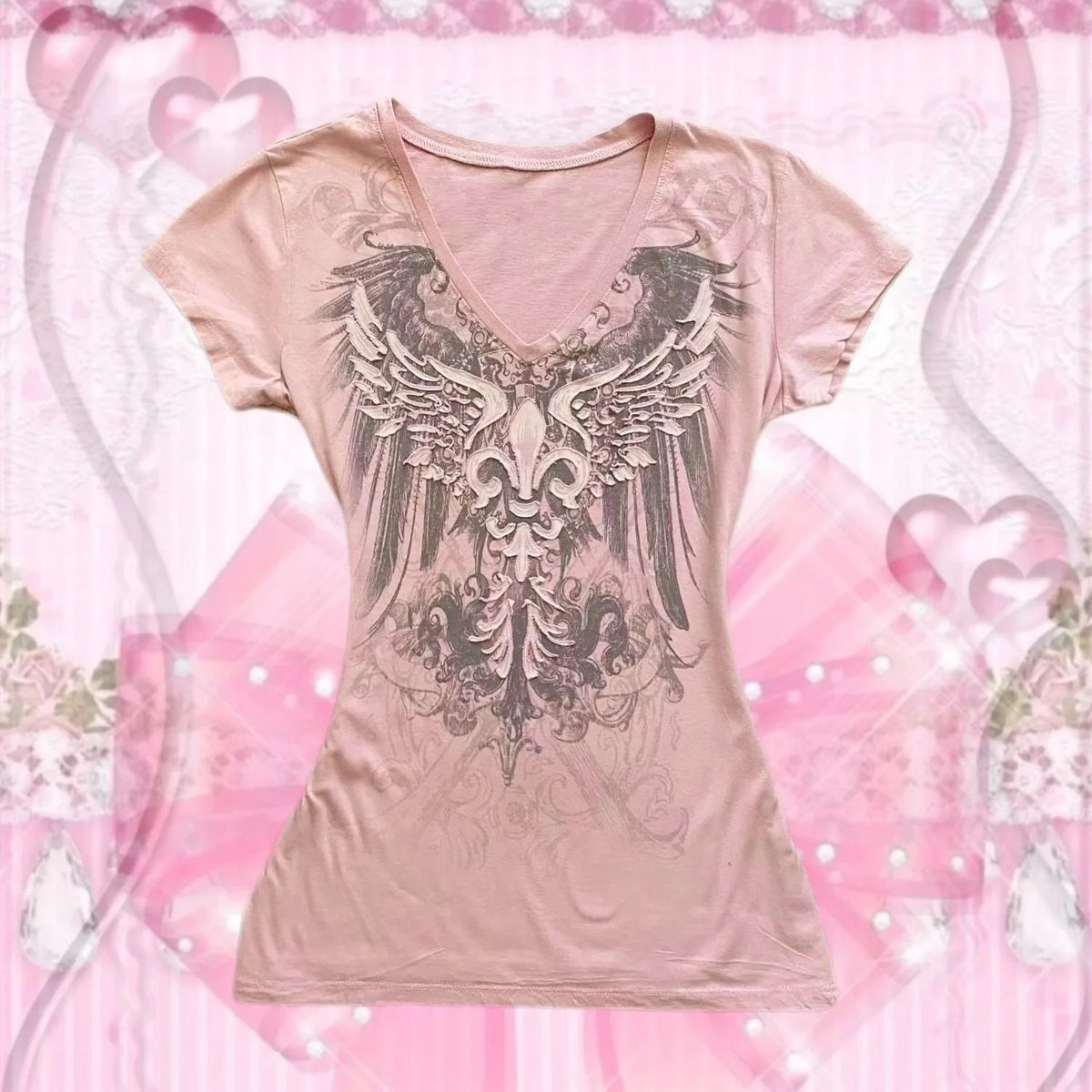 Women's Short Sleeve T-Shirt Wing Pattern Print round Neck Summer Style European American Fashion for Wholesale_ecoleips.com