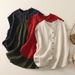 Women's Retro Artistic Cotton Linen Sleeveless Cardigan Spring Summer Loose Slimming Casual Top With Lace Collar_ecoleips.com