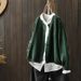 Vintage-Inspired Cotton Cardigan For Women – Relaxed Fit Long Sleeve Knit Sweater With Wave Collar, Spring & Autumn Layering Essential_ecoleips.com