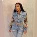 Women's Clothing Fashion Printed Color Matching Denim Jacket Jeans Two Piece Suit_ecoleips.com