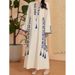 Middle Eastern Cross-border Muslim Women's V-neck Robe, Arabic Ethnic Style Printed Dress, Foreign Trade Model_ecoleips.com