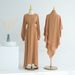 Muslim Dress Women Loriya Modest Blouson Sleeve Dress – Elegant Dubai-Inspired Muslim Set With Flowing Silhouette_ecoleips.com