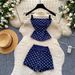 Women's Summer Outfit Gentle And Feminine Red Polka Dot Strapless Vest High Waisted Shorts Two Piece Set Slimming Simple_ecoleips.com