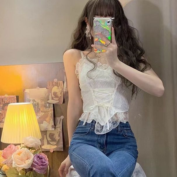 French-style Lace Camisole Straps, Women's Fishbone Strap With Chest Pads, Pure Desire Tube Top, Suitable For Inner Or_ecoleips.com