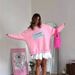 Dopamine-Boosting Oversized Sweatshirt (Playful Embroidered Graphic, 95% Organic Cotton, Gender-Neutral Fit, Y2K Nostalgia, Color Therapy Essential)_ecoleips.com