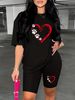 Summer Women's Casual And Fashionable Heart-shaped Printed Loose T-shirt Shorts Two-piece Set Sportswear Suitable For Daily Wear-132_ecoleips.com