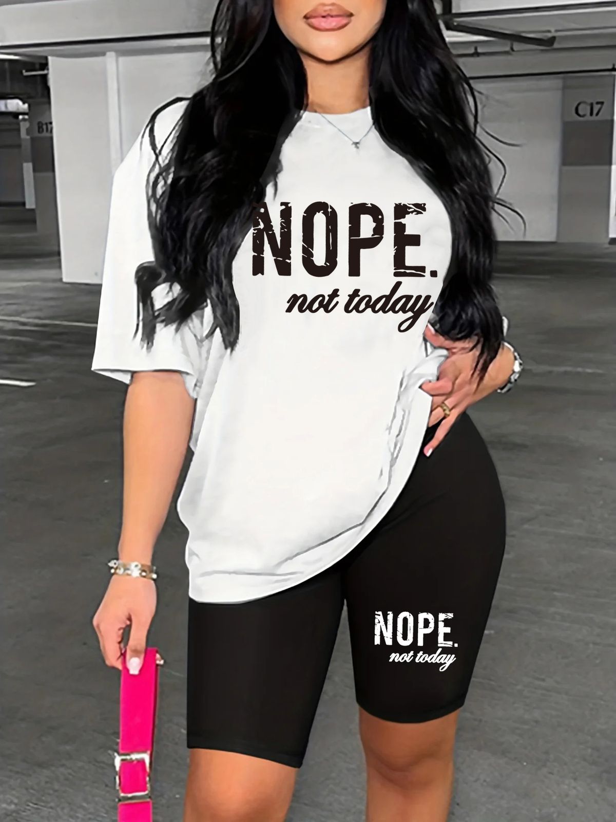 Summer Women's Casual Fashion Letter Print Loose T-shirt+shorts Two-piece Sportswear Suitable For Daily Wear-87_ecoleips.com