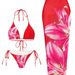 Women's Floral Print Triangle Bikini Set With Cover-Up Dress, Quick-Dry Swimwear For Beach & Pool Fashion-Print Designs_ecoleips.com