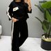 Women's Casual Short Sleeve Top With Color Blocking And Straight Leg Pants Two-Piece Lounge Set Versatile For Multiple Occasions_ecoleips.com