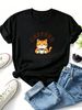Women Crew Neck Short Sleeve T Shirt Catffee Cat Coffee Slogan Graphic Tee Cute Animal Loose Casual Daily Streetwear Tops_ecoleips.com
