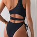 Women's Clothing Oblique Shoulder One Piece Swimsuit Sexy Conservative Solid Black One Shoulder Bikini_ecoleips.com
