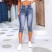 Women's High Waist Stretch Denim Shorts Ripped Design Elastic Waist Drawstring Versatile And Effortlessly Stylish Jeans_ecoleips.com