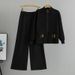 Women's Clothing Autumn And Winter New Knitted Cardigan Wide Leg Pants Two Piece Suit Trend_ecoleips.com