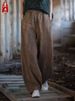 Suitable For All Seasons Brand Gray French Yarn-Dyed Loose Wide-Leg Ramie Vintage Cotton Linen Long Women Lantern Pants_ecoleips.com