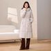 Women's Long Puffer Coat – Knee-Length Winter Jacket With Slim Fit, Quilted Detailing, Stand Collar(Red/Khaki/White/Black/Brown, M-XXL)_ecoleips.com