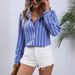 Women's Clothing New Commuter Style Fashion Striped Loose Long Sleeved Shirt_ecoleips.com