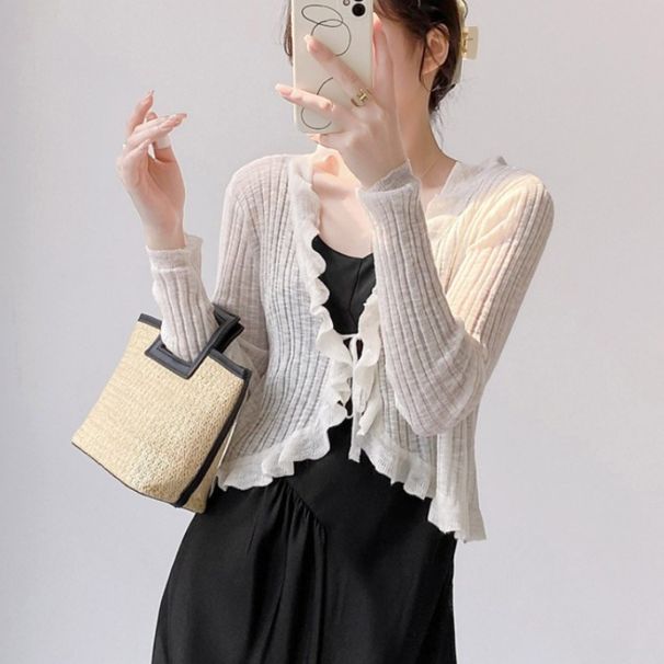 K Sunscreen Knitted Cardigan, Women's Thin Camisole Skirt, Paired With Air Conditioning Cover, Shawl, And Small Camisole Jacket_ecoleips.com