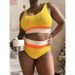 European And American Foreign Trade New Style Plus Size MM Multi-Color Patchwork Vest-Style Sexy Bikini Swimsuit T416_ecoleips.com