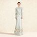 Elegant Satin Muslim Fashion Suit Set With 3D Floral Embroidery Waist Cinching Fishtail Maxi Skirt Women's Top_ecoleips.com