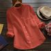 New Spring And Autumn Cotton-Linen Shirt For Women, Long Sleeve, Loose Fit, Fashionable Design, Solid Color V-Neck Linen_ecoleips.com