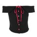 AC534 American-style Off-shoulder Bow Short-sleeve T-shirt Women, Unique Beautiful Design, Slim-fit And Flattering Top_ecoleips.com