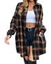 Women's Clothing Elegant Plaid Long Sleeve Shirt Autumn Top Regular Fit Polyester Blouse_ecoleips.com