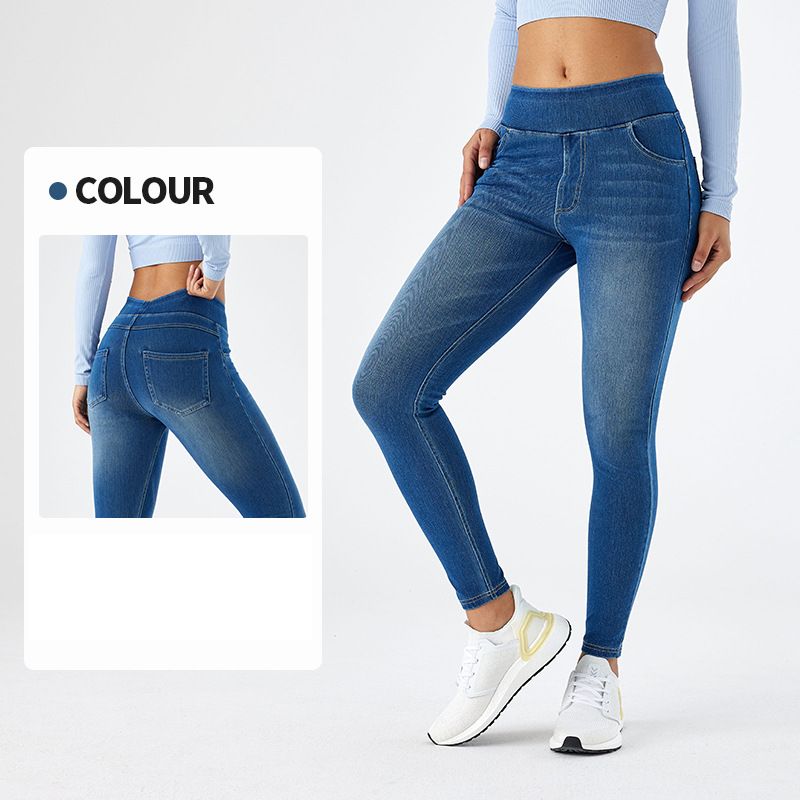 Women’s Clothing New Cat Whisker High Waist Yoga Jeans For Women, Slimming Tight Pocket Straight Outer Wear Fitness Pants_ecoleips.com