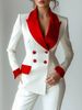 "Women's Streetwear Blazer With Peplum Sleeves & Contrast Pockets - Double-Breasted Polyester Jacket (S-XXL, 2 Colors)"_ecoleips.com