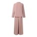 Elegant Women's Two-Piece Pant Set - V-Neck Long Sleeve Top & Wide-Leg Pants For Office & Casual Wear_ecoleips.com