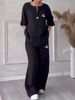 Women's Clothing Solid Color Cotton And Linen Casual Pants Suit_ecoleips.com