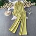 Women's French Style Breathable Loose Cardigan And Striped High Waisted Wide Leg Pants Two Piece Set Summer Commuter Friendly Sun Protective Jacket_ecoleips.com