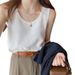 Pure Cotton Vest Women's Suspenders, Suit With Bottoming Shirt Inside, Summer New Threaded Slim-fitting Breast Top_ecoleips.com