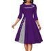 Autumn/Winter Women's Clothing: Retro Dot-Print Waist-Cutting Skirt Dress_ecoleips.com